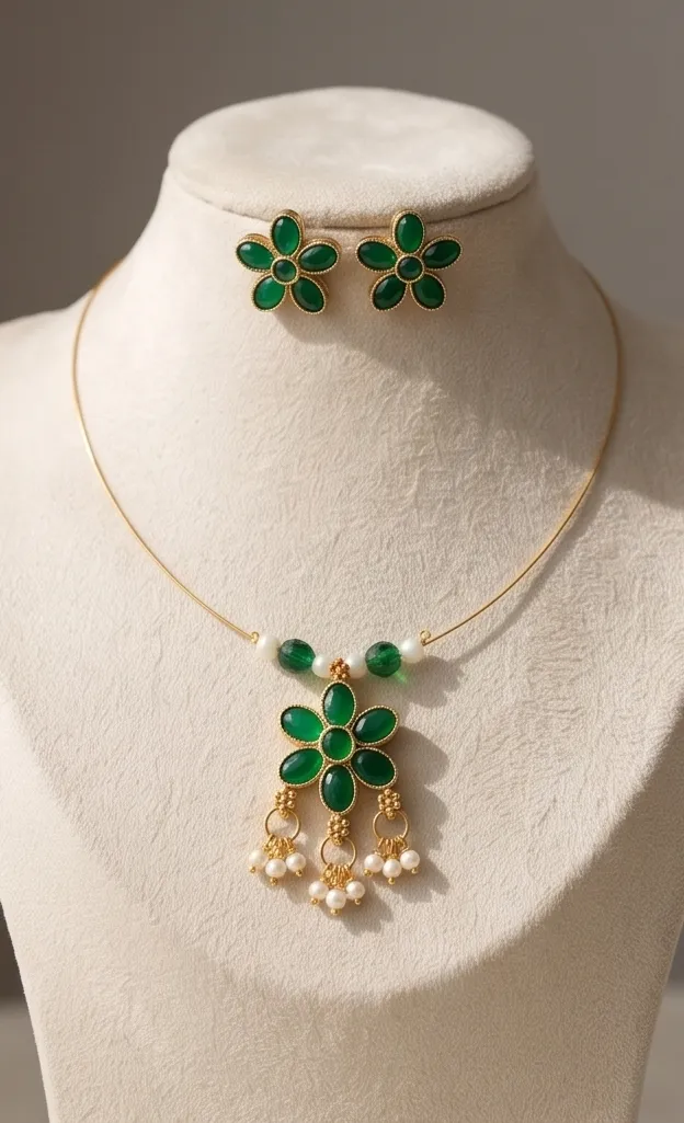 Verdant Bloom Floral Pendant Set